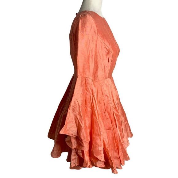 Vintage Handmade Shantung Mini Dress S Pink Bell Sleeve Fairy Princess Barbie - Picture 7 of 7